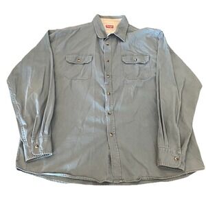 Vintage Wrangler Men's 2XL XXL Blue Cotton Shirt Long Sleeve Button Up